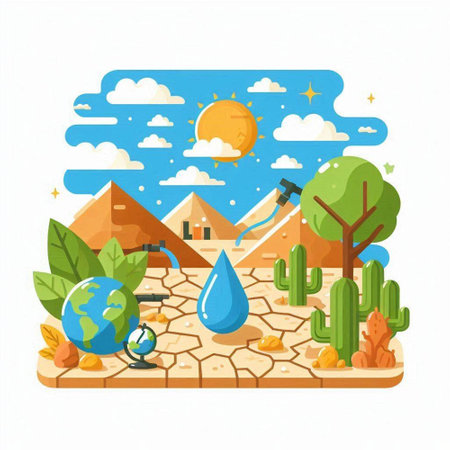 Flat design illustration of a desert landscape. Vector graphic illustration.のイラスト素材