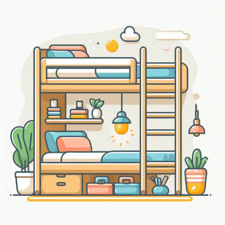 Bunk bed in modern flat style. Vector illustration for your designのイラスト素材