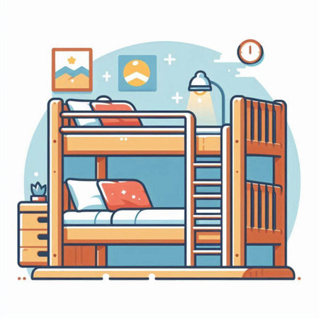Bunk bed in modern flat style. Vector illustration for web design.のイラスト素材