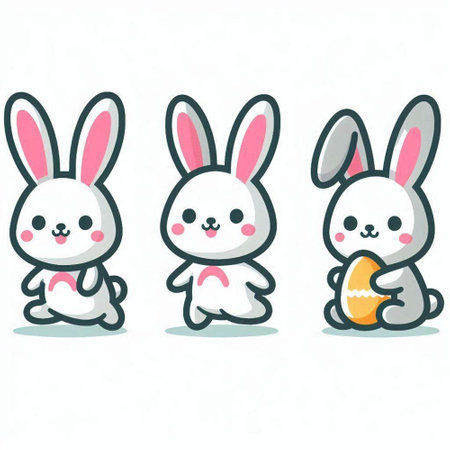 cute easter bunnies vector cartoon character illustration design.のイラスト素材