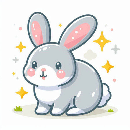 Cute cartoon rabbit. Vector illustration isolated on a white background.のイラスト素材