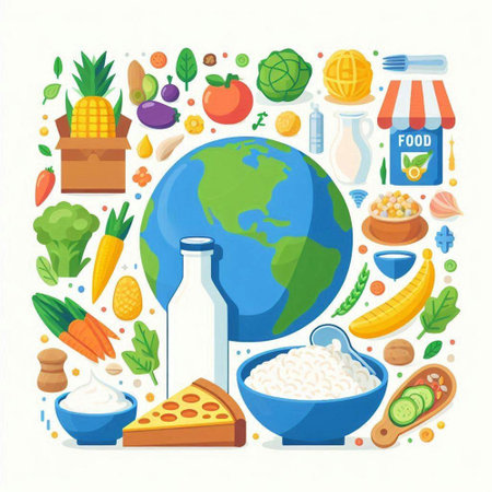Healthy food concept. Cartoon illustration of healthy food concept for web designのイラスト素材