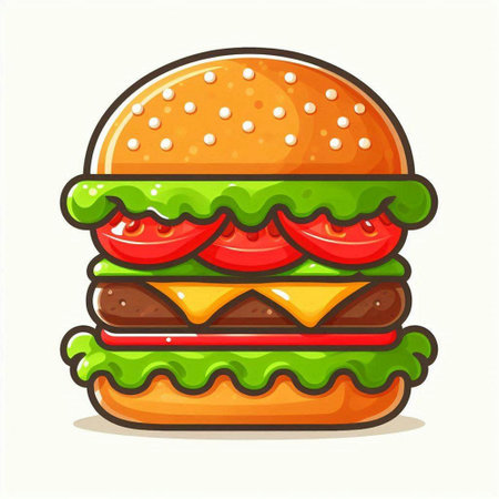 Hamburger icon. Cheeseburger fast food. Vector illustrationのイラスト素材