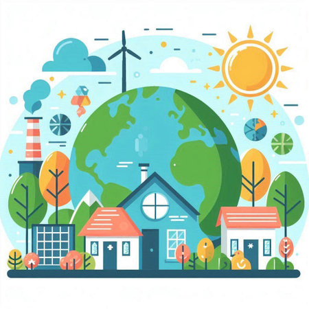 Ecology concept. Flat design. Vector illustration. Global warming.のイラスト素材
