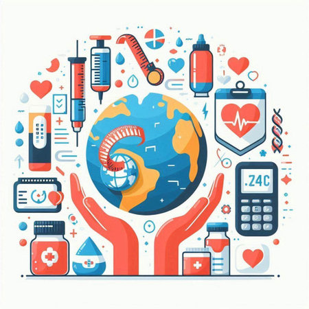 Vector illustration of world health day. Health care and medicine concept.のイラスト素材