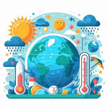 Vector flat illustration of the concept of global warming, climate change and global warming.のイラスト素材