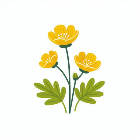 cute flowers with branches and leafs isolated icon vector illustration designのイラスト素材