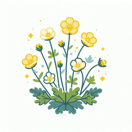 cute flowers on white background, vector illustration, eps10のイラスト素材