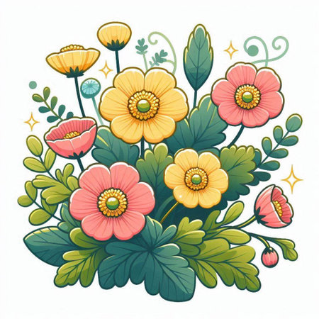 Vintage floral bouquet isolated on white background. Vector illustration.のイラスト素材