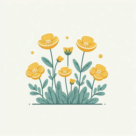 Vector illustration of a bouquet of yellow poppies on a white backgroundのイラスト素材
