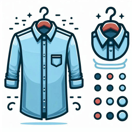 Illustration of a man's shirt with a hanger and clothesのイラスト素材