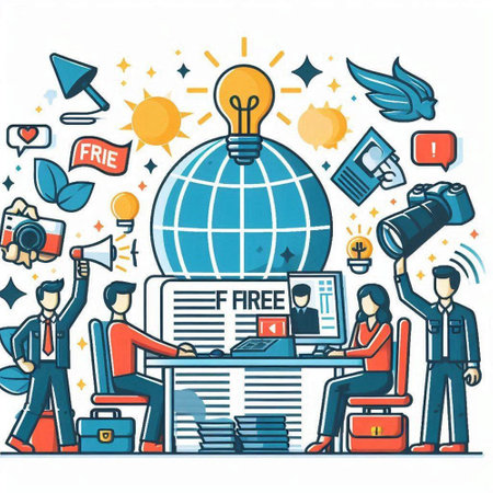 Vector illustration of people working on the internet. Office life concept.のイラスト素材
