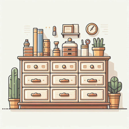 Furniture in flat design style. Furniture in modern style. Vector illustration.のイラスト素材