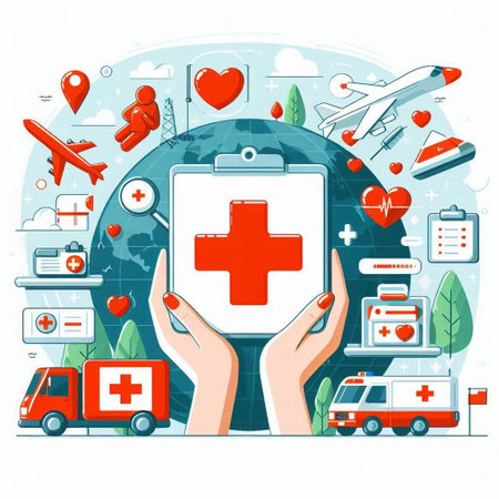 First aid kit. Vector illustration in flat style. Medical equipment.のイラスト素材