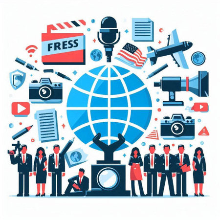 Journalism and news concept. Flat vector illustration. Set of media icons.のイラスト素材