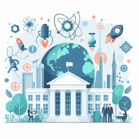 Flat design modern vector illustration concept of education, knowledge, wisdom, science, school, university, educational institution, college, university, office.のイラスト素材