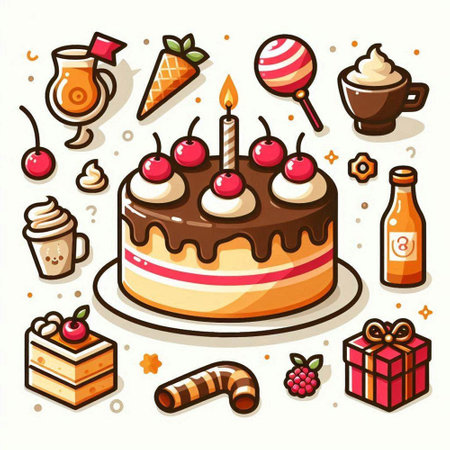 Cake icons set. Cartoon illustration of cake vector icons for web designのイラスト素材