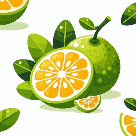 Citrus fruit seamless pattern on white background. Vector illustration.のイラスト素材
