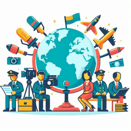 Journalist, journalist, journalist, journalist. Flat vector illustration.のイラスト素材