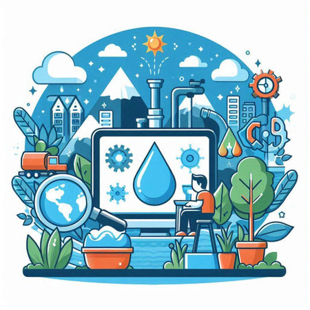 Ecology concept vector illustration in flat line style. Environmental protection, clean energy.のイラスト素材