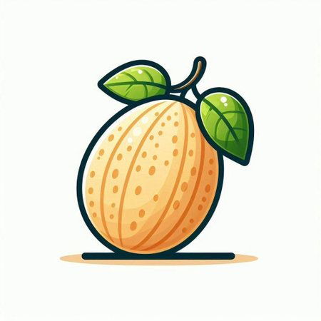 Illustration of melon with leaf isolated on white background - vectorのイラスト素材