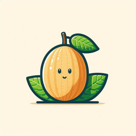 Cute cartoon kawaii melon character. Vector illustration.のイラスト素材