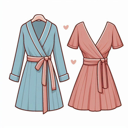 Vector illustration of a woman's dressing gown and a long skirt.のイラスト素材
