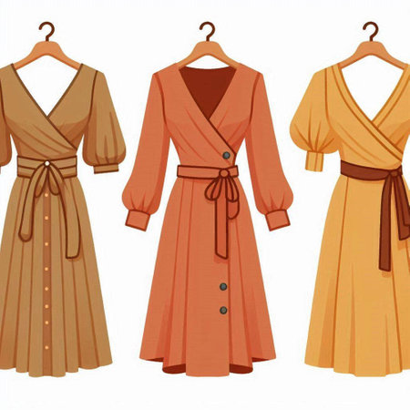 Set of women's clothes on a hanger. Vector illustration.のイラスト素材