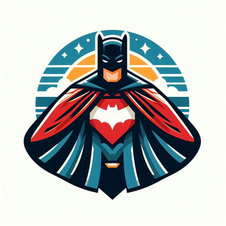 Superhero head mascot isolated on white background. Vector illustration in retro style.のイラスト素材