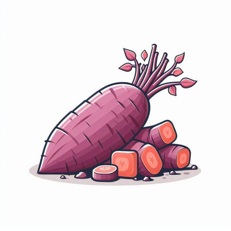 Purple carrot. Vector illustration. Isolated on white background.のイラスト素材