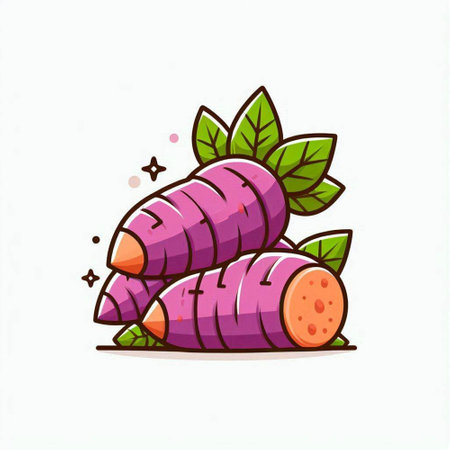 Sweet potato vector icon. Cartoon illustration of sweet potato vector icon for web designのイラスト素材