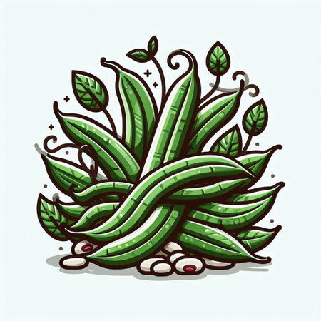 Green bean vector icon. Cartoon illustration of green bean vector icon for web designのイラスト素材