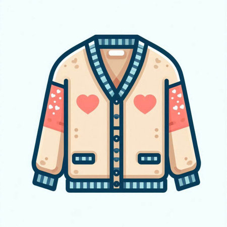 Vector illustration of a warm jacket with hearts on a white background.のイラスト素材