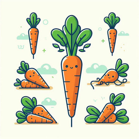 Carrot vegetable icon set in flat style. Carrot vector illustrationのイラスト素材