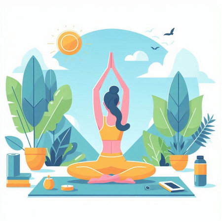 Yoga in the lotus position. Vector illustration in flat styleのイラスト素材