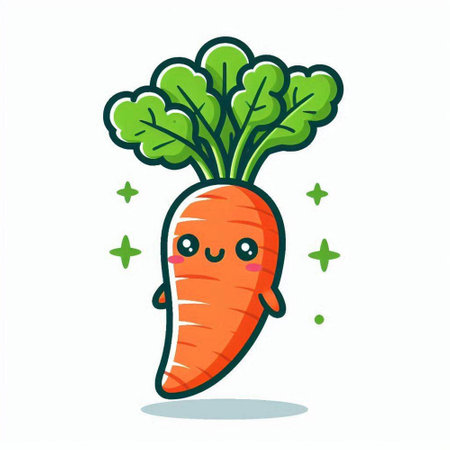 Cute carrot cartoon mascot character. Vegetable vector illustration isolated on white.のイラスト素材