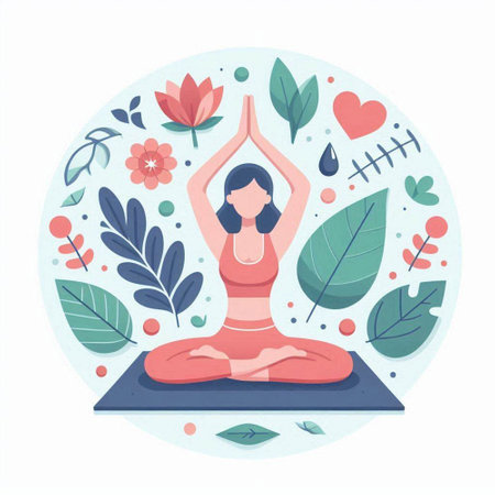 Yoga woman in lotus position. Healthy lifestyle. Vector illustrationのイラスト素材