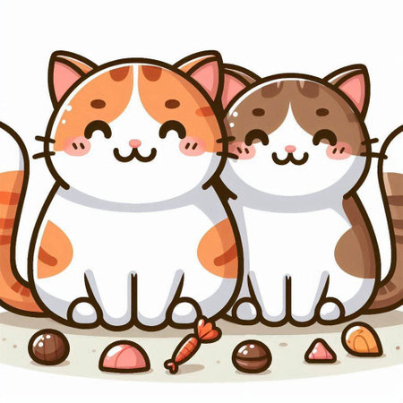 Cute cartoon cat and dog on white background. Vector illustration.のイラスト素材