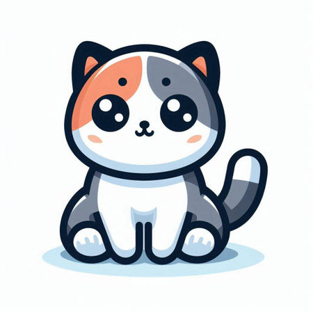 Cute cat sitting on white background. Vector illustration in cartoon style.のイラスト素材