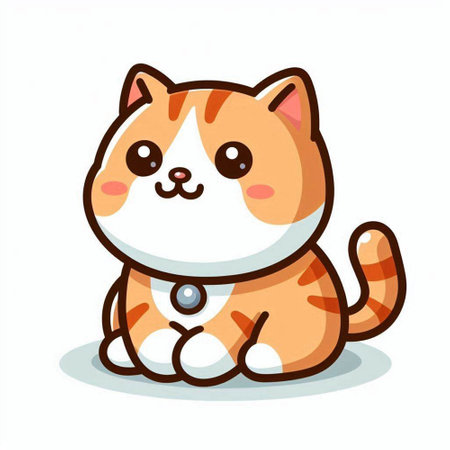Cute cat sitting on white background. Vector illustration in cartoon style.のイラスト素材