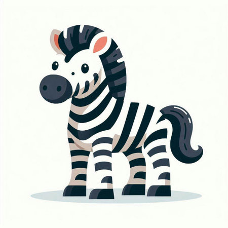 Cute cartoon zebra. Vector illustration on a white background.のイラスト素材