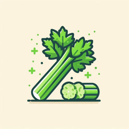 Celery icon. Vector illustration of celery in flat style.のイラスト素材