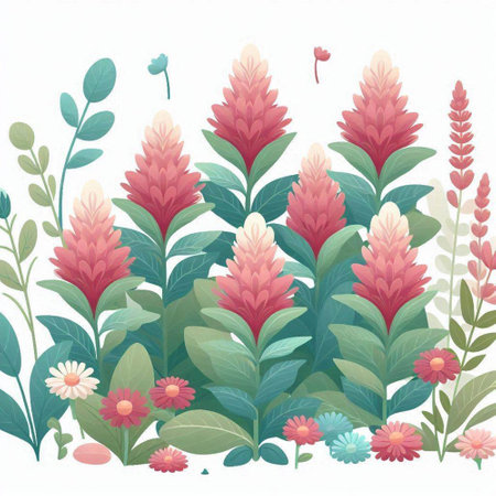 Seamless floral pattern with flowers and leaves. Vector illustration.のイラスト素材