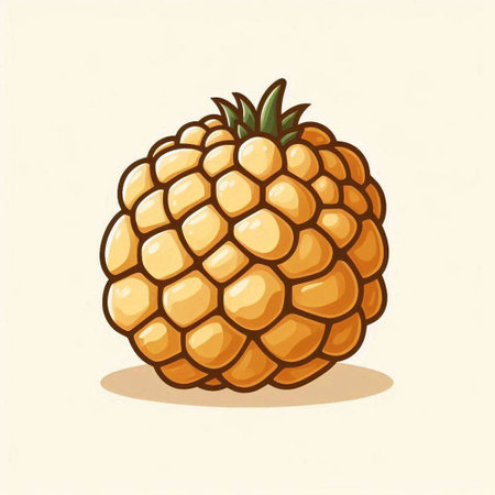 Pineapple isolated on a white background. Vector illustration in cartoon style.のイラスト素材