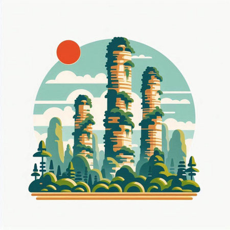 Tower in the forest. Vector illustration in a flat style.のイラスト素材