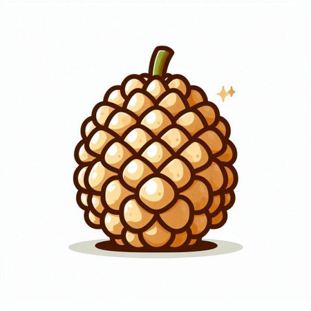 Illustration of a cute cartoon pine cone isolated on a white backgroundのイラスト素材