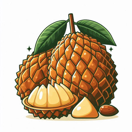 Lychee vector illustration isolated on white background. Exotic fruit.のイラスト素材