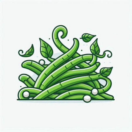 Green bean icon. Vector illustration. Isolated on white background.のイラスト素材