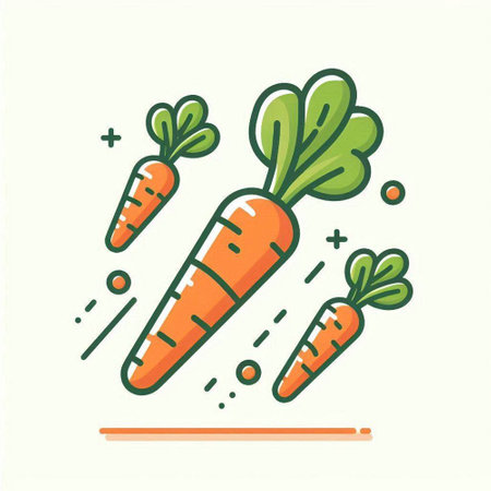 Carrot icon in flat linear style. Vector illustration. Vegetarian food.のイラスト素材