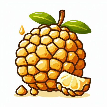 Litchi fruit isolated on white background. Cartoon style vector illustration.のイラスト素材